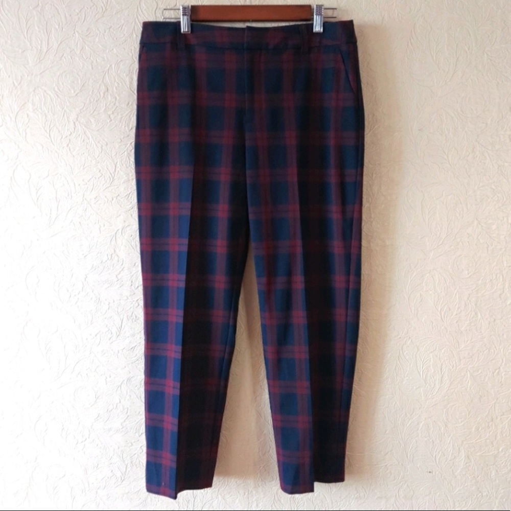 Charter Club Plaid Pants in Navy and Burgundy